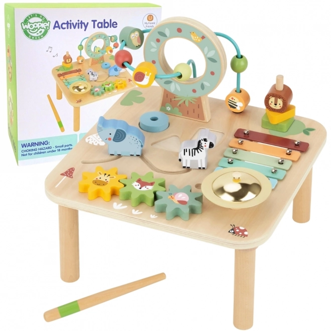 Table d'apprentissage en bois avec labyrinthe musical 5 en 1