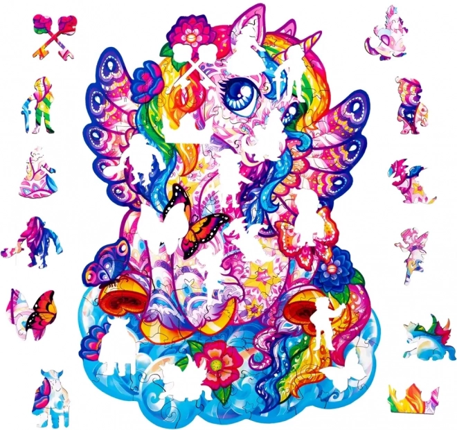 Puzzle coloré en bois - Licorne féerique