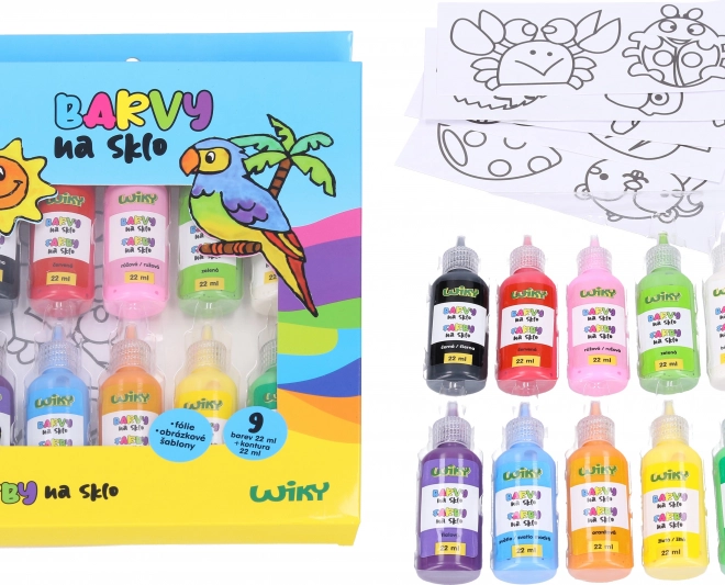 Glass Paints Set 9+1 Including Stencils
