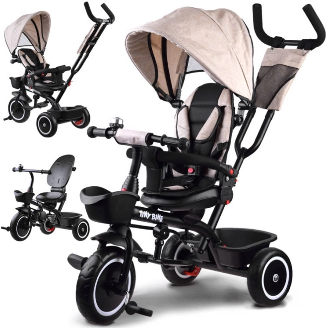Kinder-Dreirad 3-in-1 mit drehbarem Sitz und Verdeck TINY BIKE – Beige