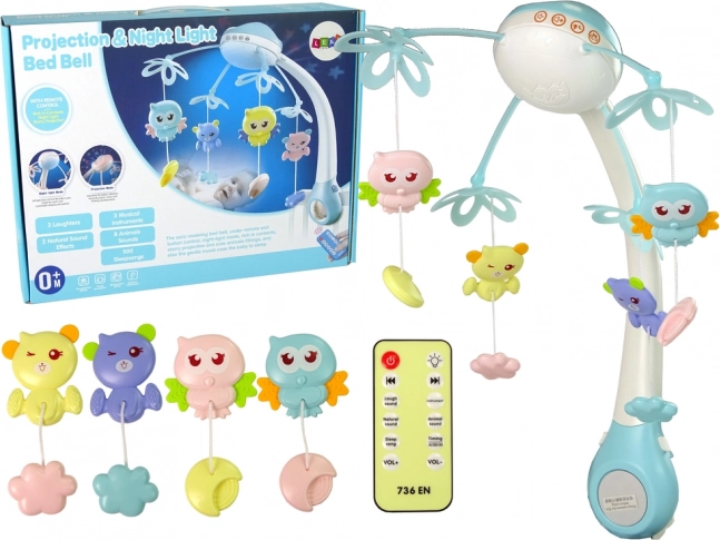 Musical crib mobile with projector and remote control – blue