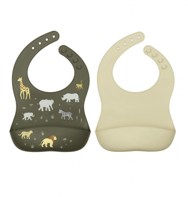 Bavoirs en silicone pour enfants avec motif de papillons – Animaux de la savane