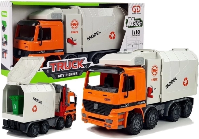 Vuilniswagen met wrijvingsaandrijving en vuilnisbak