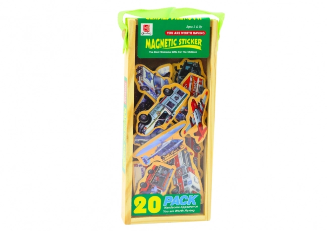 Wooden Magnets with Vehicles, Ships, and Airplanes, 20 Pieces