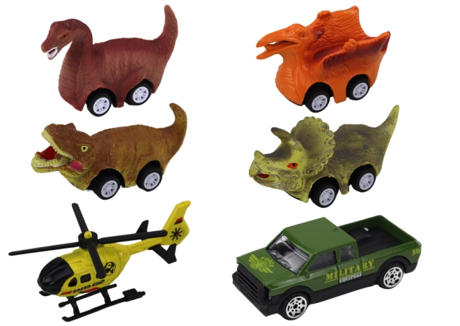 Set de 6 véhicules dont des voitures dinosaures