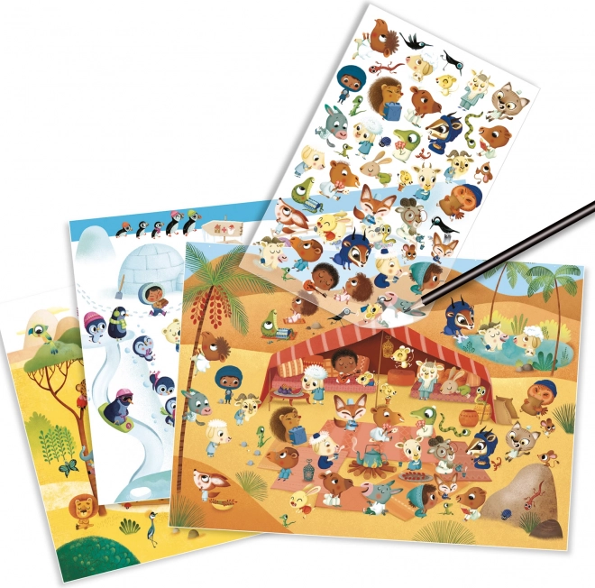 Djeco Transfer Sticker Set - Polar, Savanna, and Desert