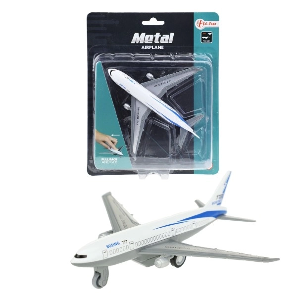 Avion en métal 14cm à rétrofriction sur carte