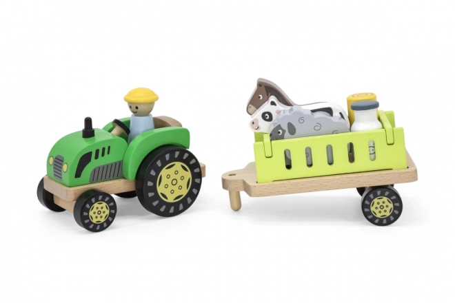 Houten tractor met diertjes