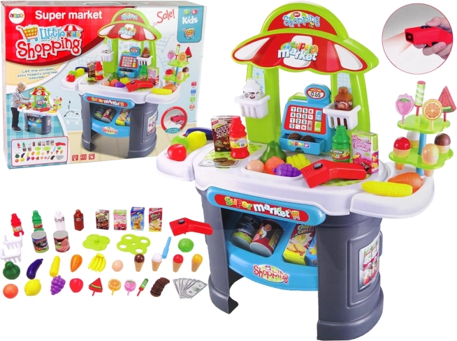 Supermarché pour enfants avec scanner et aliments