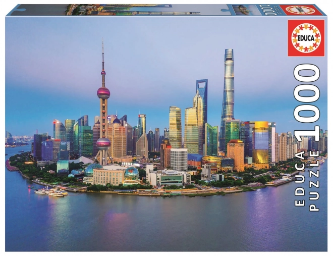 Educa Puzzel Panorama Shanghai bij zonsondergang 1000 stukjes