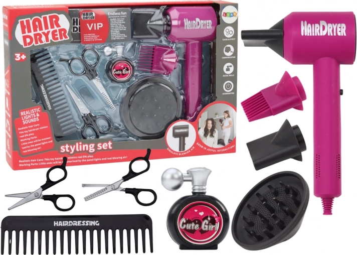 Hairdressing set Hair dryer 10 pcs.
