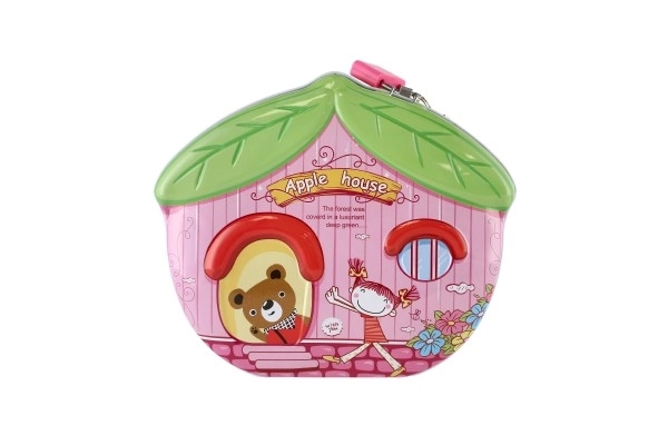 Spaarhuisje van blik met slot 16x8cm - 1st