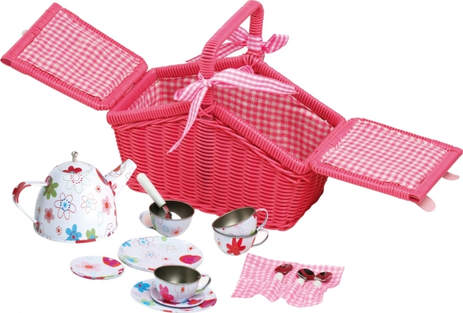 Small Foot Picknick roze mand met servies