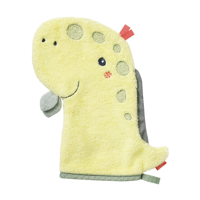 A cute dinosaur that entertains while it cleans