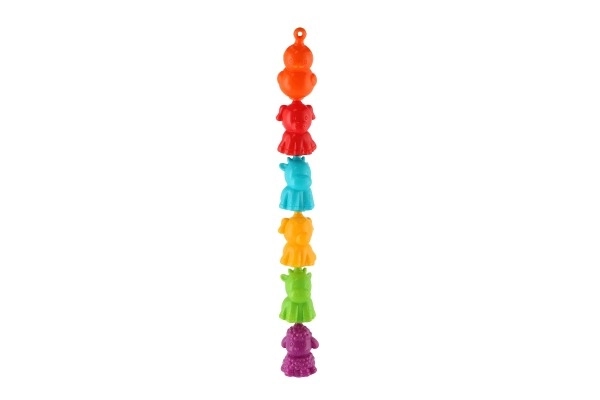 Dieren plastic huisboerderij verbindend tot ketting 12 stuks 8 cm in plastic doos 10x18 cm 12m+