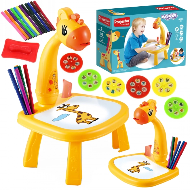 Tableau à dessiner WOOPIE avec projecteur girafe et feutres