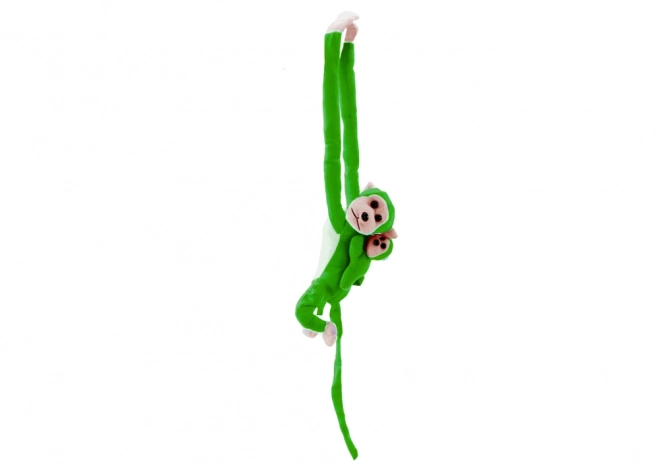Pluchen aap met groen kindje 70 cm