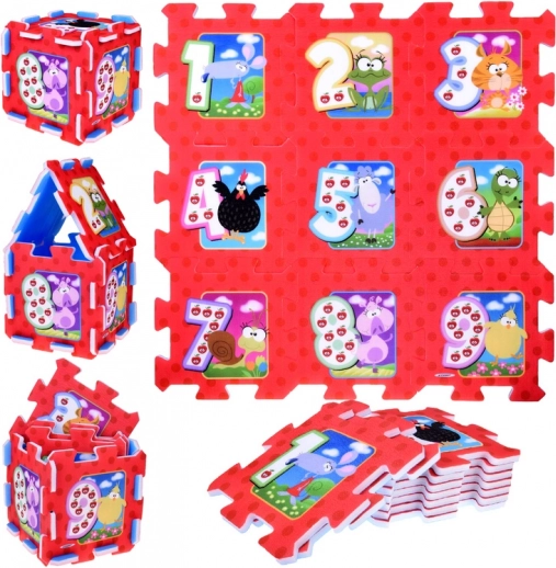 Foam-puzzel dieren en cijfers – speelmat voor kinderen 93 × 93 cm