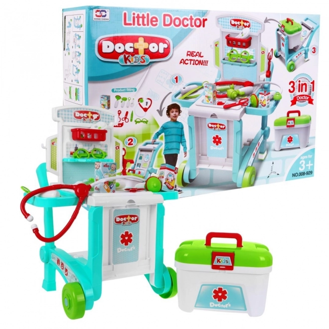 Draagbare medische kast voor kinderen 3+ Koffer + tafel + 2 typen karretjes + accessoires