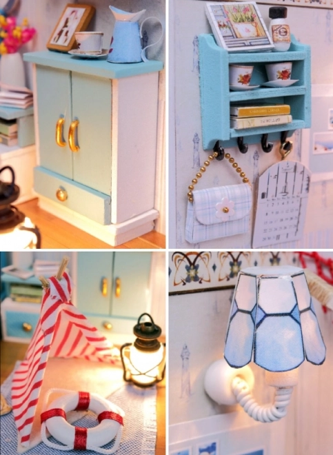 Negen miniatuurhuisjes Brandon's kamer