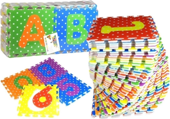 Schuimpuzzel kleurrijk alfabet en cijfers 36 stukken