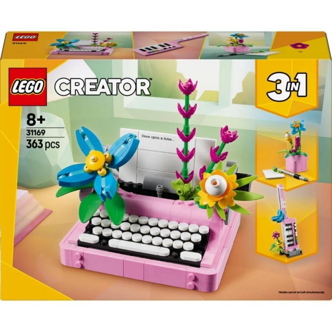 Kit de construction pour enfants - Machine à écrire avec fleurs LEGO Creator 3 en 1