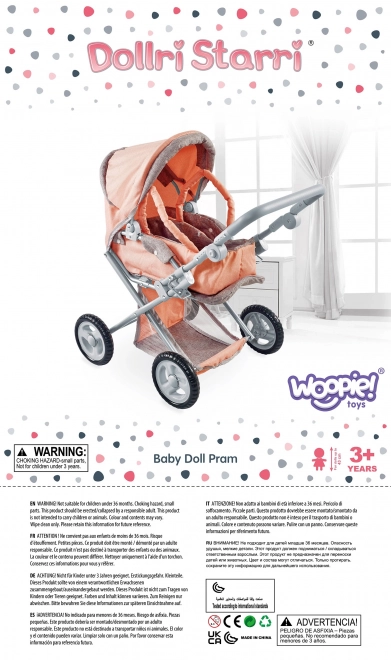 Rosa 3-in-1 Puppenwagen mit Punkten