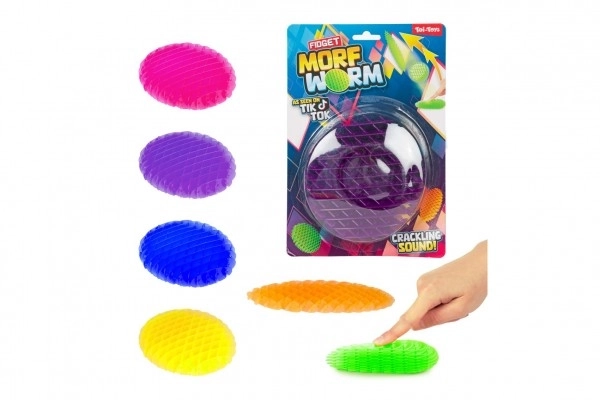 Fidget worm veranderlijke vorm stressverlagende plastic 13cm 6 kleuren op kaart