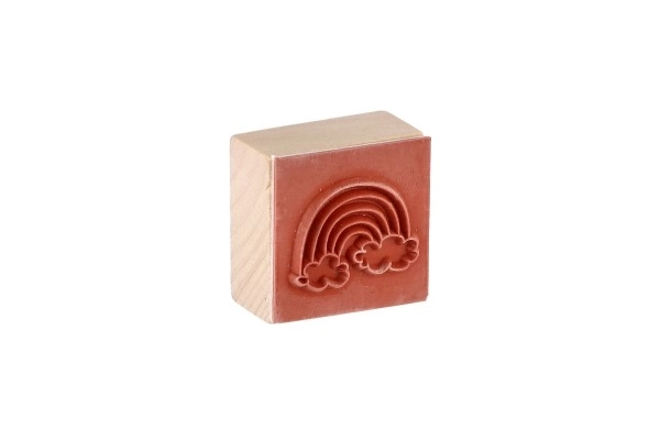 Houten stempels 5+1 met kussen eenhoorns 3x3cm op kaart