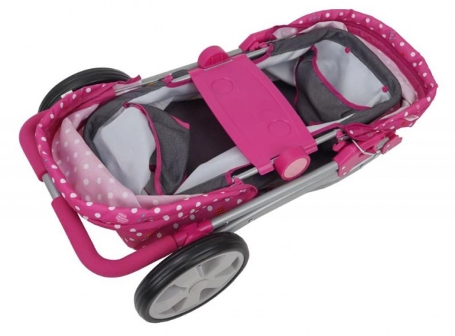 Poppenwagen met stippen en verstelbare handgreep