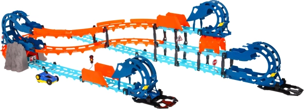 Interactive racing track with tunnel and reversible car, lights and sounds, 80 pieces