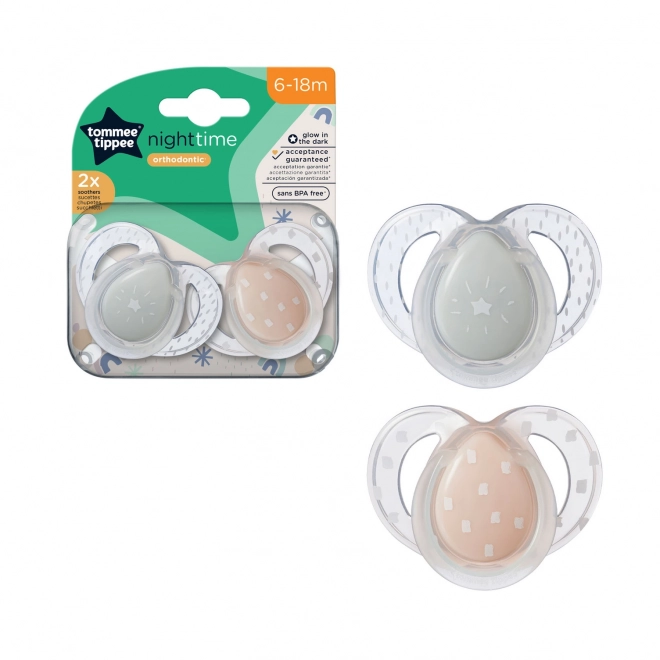Siliconen Fopspeen Nacht 6-18m, 2 stuks