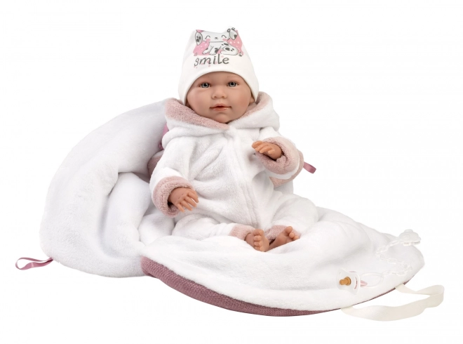 Llorens 74048 NEW BORN - realistisch poppenbaby met geluiden en zacht stoffen lichaam - 42 cm