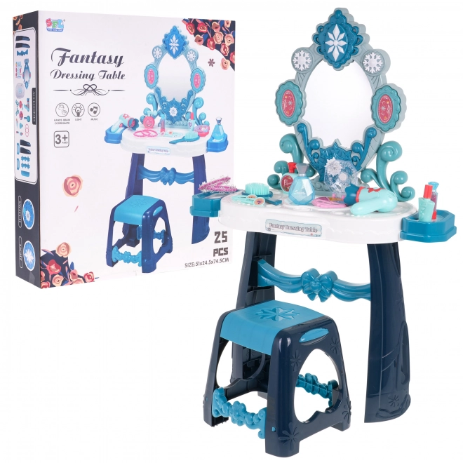 Interactive Children's Cosmetic Table with Lighting and Accessories