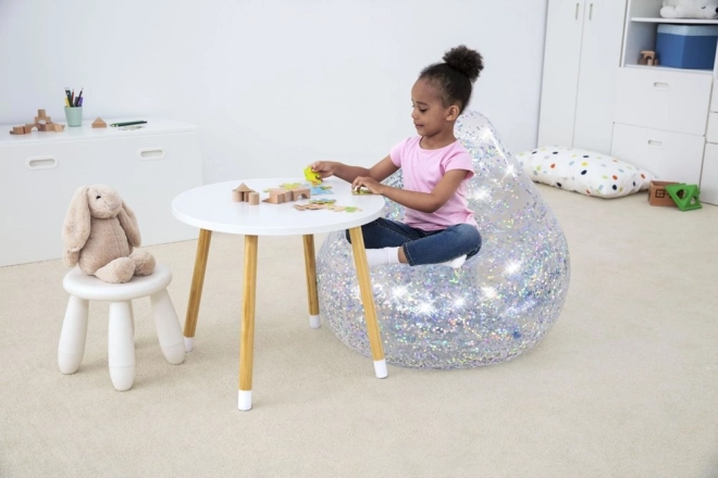 Regenboog opblaasbare stoel met glitter