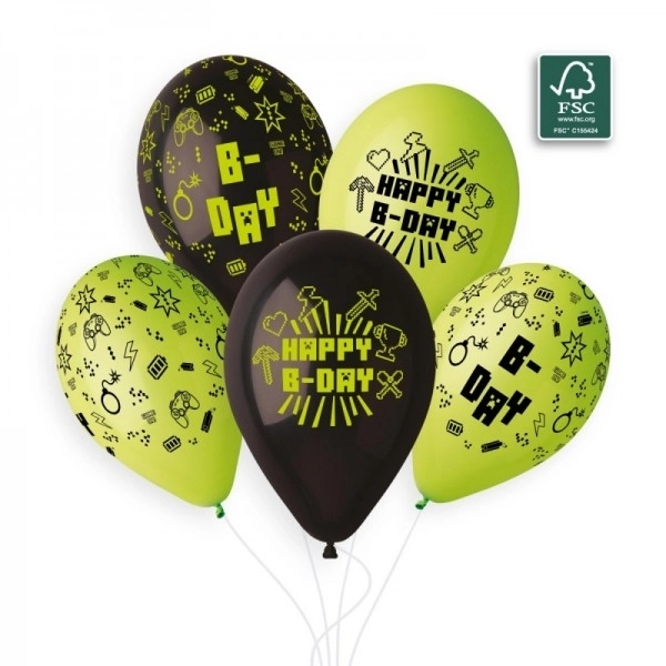 Ballon/Ballonnen met bedrukking minecraft 13'' diameter 33cm 5 stuks in zakje