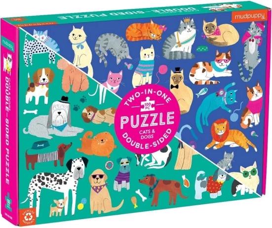 Dubbelzijdige puzzel honden en katten 100 stukjes MUDPUPPY