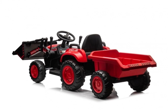 Rode kindertraktor met oplaadbare batterij en schop