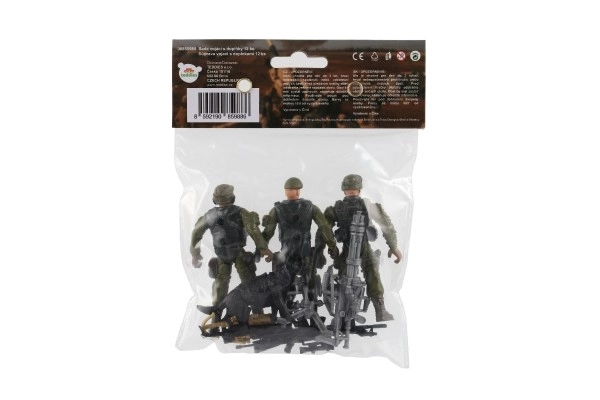 Set soldaten met hond met accessoires 12st plastic in zak 17x20x3cm