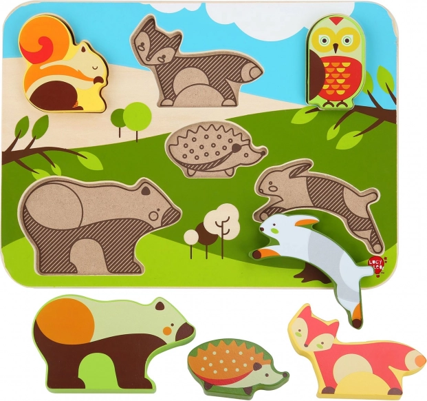 Lucy & Leo houten inlegpuzzel bosdieren, 7 stukjes