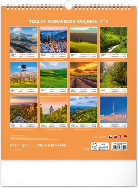 Wandkalender Spaziergänge durch die mährische Landschaft 2026