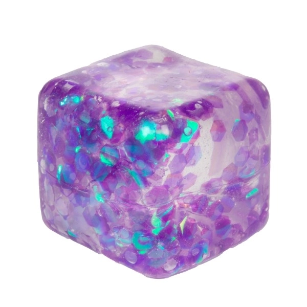 Cube anti-stress en slime à presser 6x6 cm, 4 couleurs, en sachet, 12 pièces en boîte
