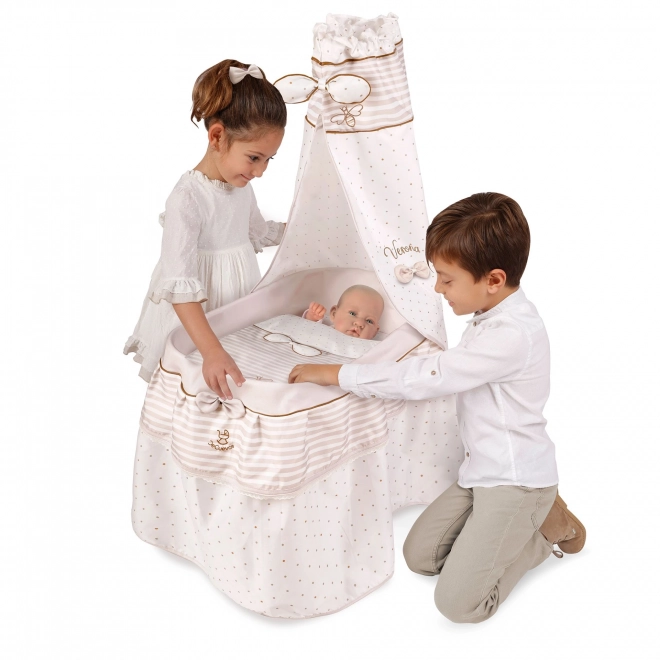 Mobiel poppenbedje met hemel en dekentje, collectie Verona