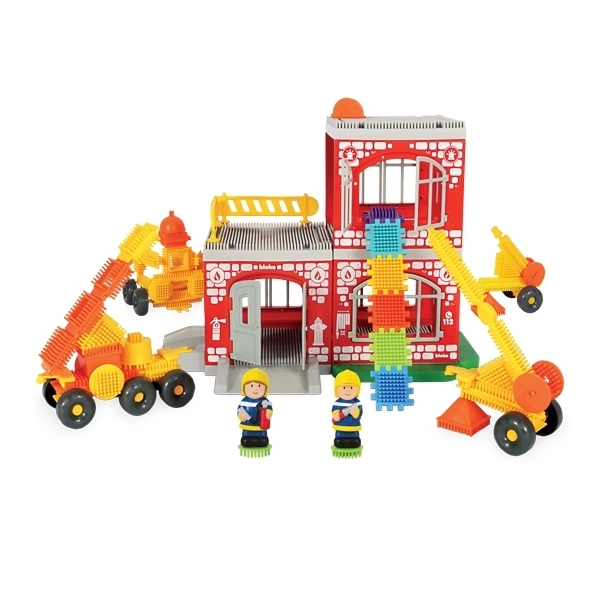 Creative Construction Set Pin Bricks Fire Station 100 pcs + 2 Figures
