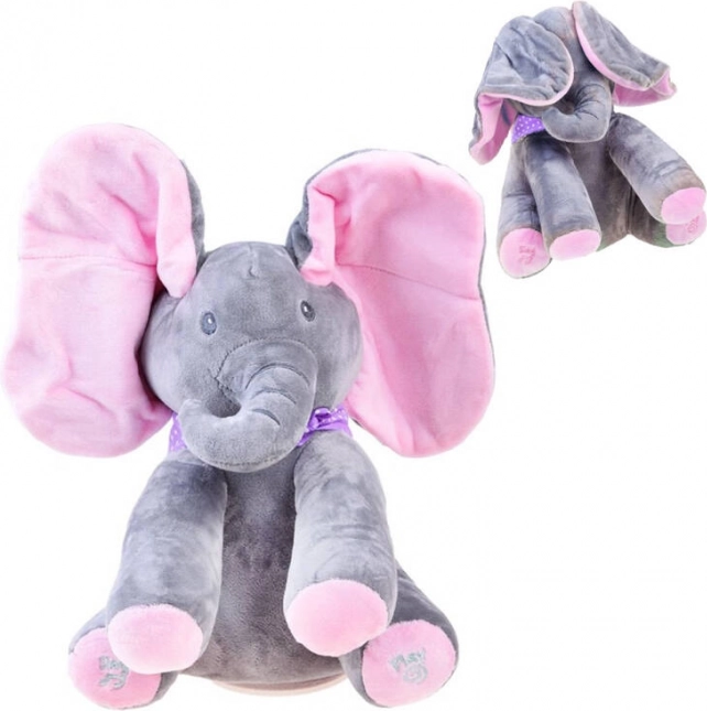 Interaktiver Plüschelefant, der singt und Peek‑a‑Boo spielt – Elefant