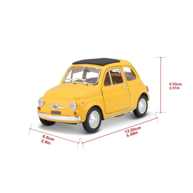 Modèle Bburago voiture Fiat 500 F 1965 jaune 1:24