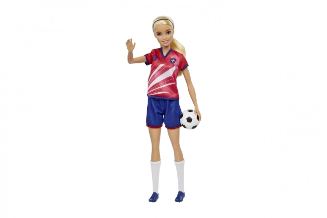 Barbie voetbalpop in rood tenue