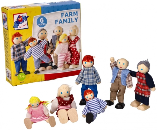 Houten poppenfamilie 6 personen