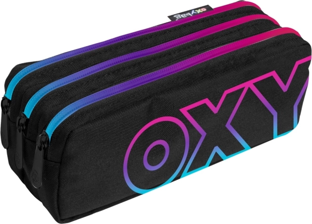 Schooletui met drie ritsen Rainbow Pink