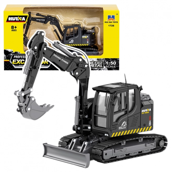 Metalen rupsgraafmachine met bulldozer Huina zwart 1:50